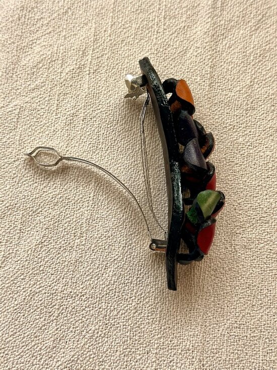 Handmade Leather Multicolor Floral Hair Barrette | Colombian Artisan Clip main image 14